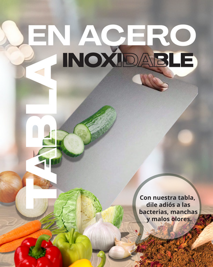 🧼 Tabla Antibacterial InoxPro™ 100% acero inoxidable – Resistente, higiénica y fácil de limpiar.