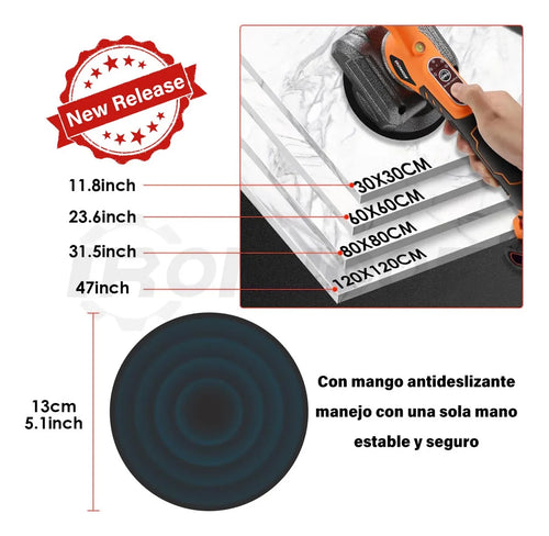 ⚡ Vibrador Nivelador de Baldosas Profesional — 5 Velocidades | 12.000 RPM | 2 Baterías 21V - tamaños de baldosa compatibles