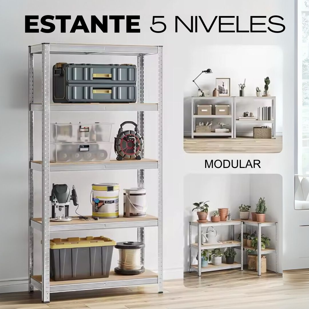 🗄️ ORGANIZA TODO DE UNA VEZ POR TODAS Estantería Metálica de Acero · 5 Niveles Ajustables · 175 kg de Capacidad · Sin Herramientas