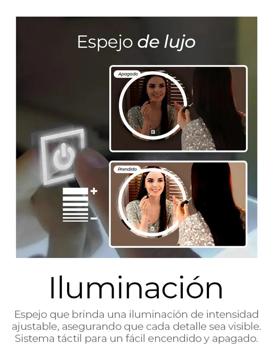 ✨ LumiGlass™ — Espejo 70cm REDONDO LED Inteligente con 3 Temperaturas de Color | 🤩Solo 💥$169.990