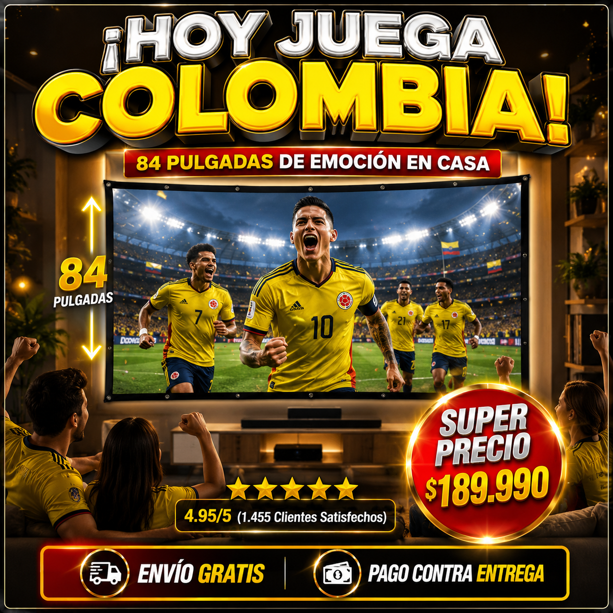 ⚽🏟️ Pantalla Tipo Tela Para Proyector 84" — ¡Vive el Mundial Como Si Estuvieras en el Estadio! 🔥📺✨
