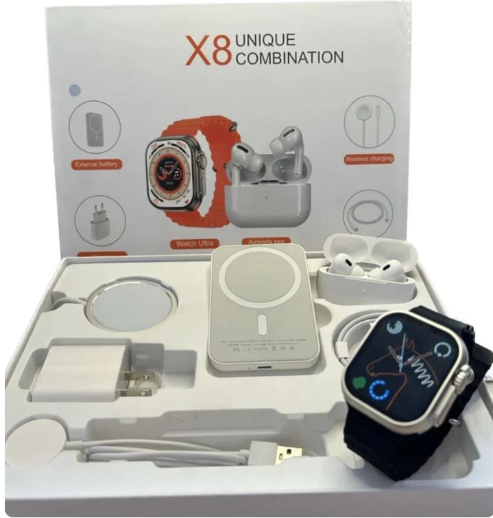 🎁 COMBO ESPECIAL: ⌚ SMARTWATCH X8 + INCLUYE BATERÍA EXTERNA + CARGADOR INALÁMBRICO + AURICULARES + CABLE TIPO-C 🎁