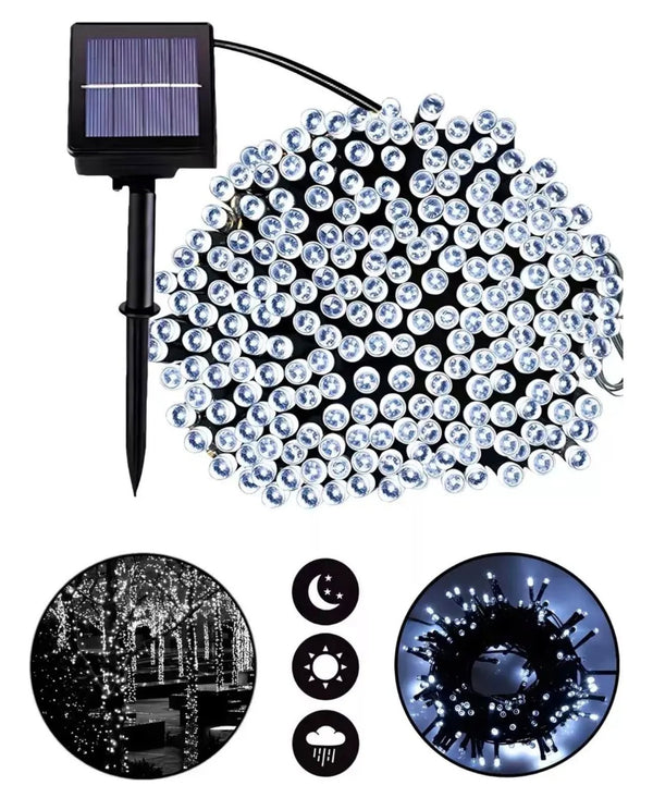 ☀️✨2 Extensiones C/U x 10 Metros con bombillos LEDs |💡 8 Modos de Iluminación | 🌙 Encendido Automático | 🔋 Batería Recargable 1200mAh | 🌧️ IP65 Resistentes al Clima | 🎄 Ideales para Jardín, Terraza y Navidad