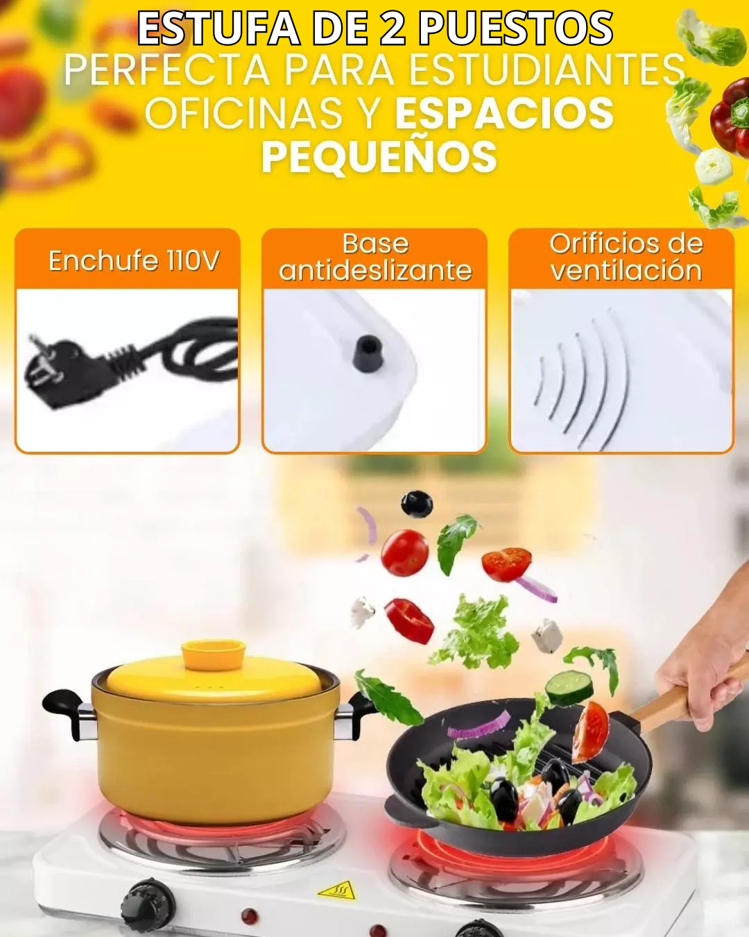 Estufa Electrica De 2 Puestos 5 Niveles