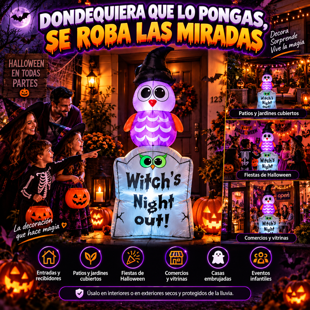 Inflable de Halloween decorando una entrada