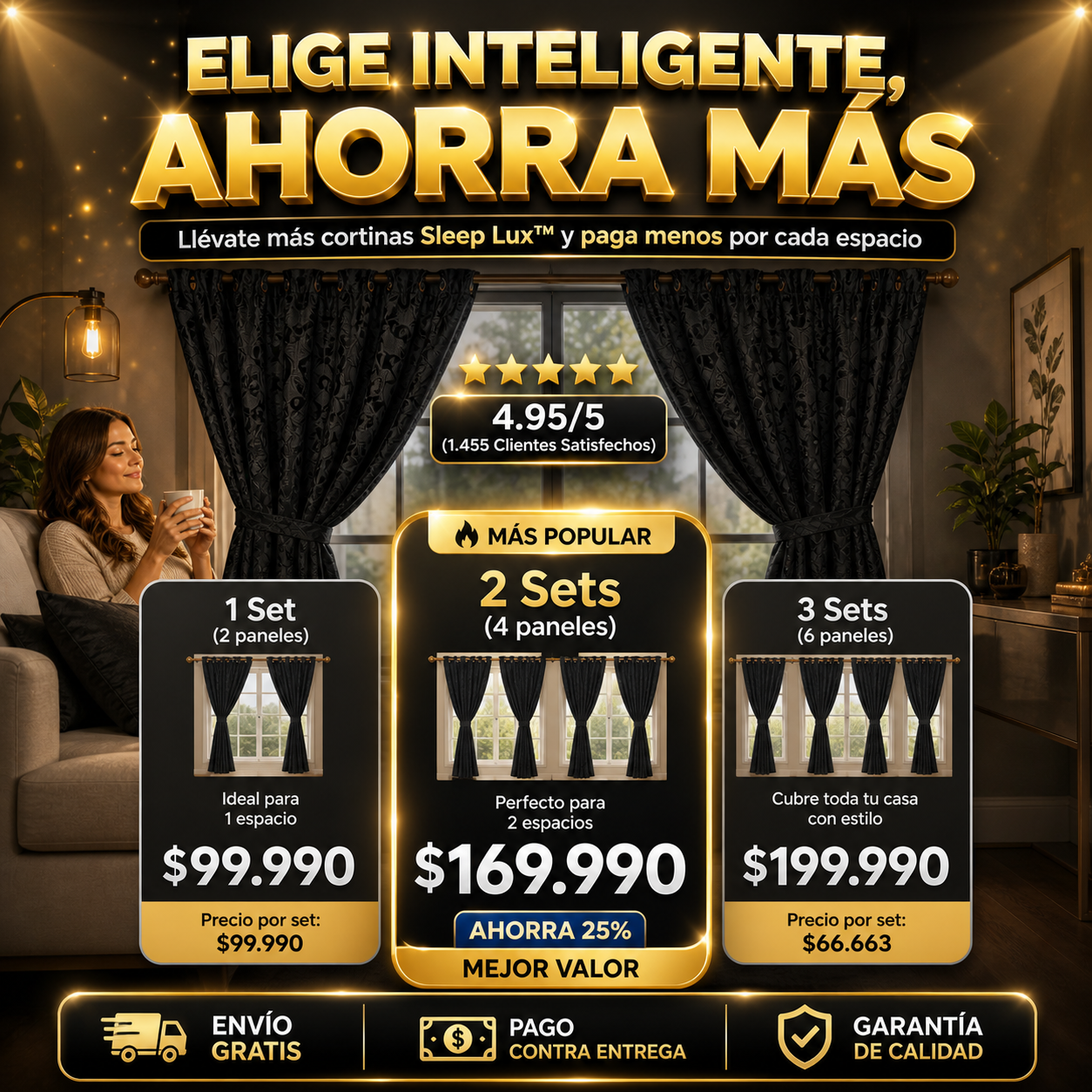 💥WOW 2 X SOLO $89.990 🌙💎 Cortinas Black Out Jacquard 180g – Lujo, Privacidad y Confort