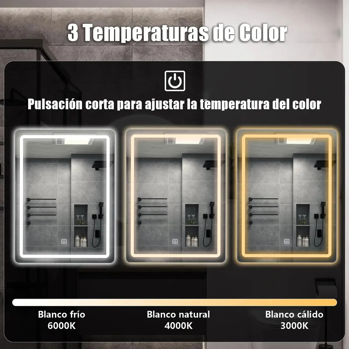 ✨ LumiGlass™ — Espejo LED Inteligente con 3 Temperaturas de Color | 🤩Solo 💥$149.990