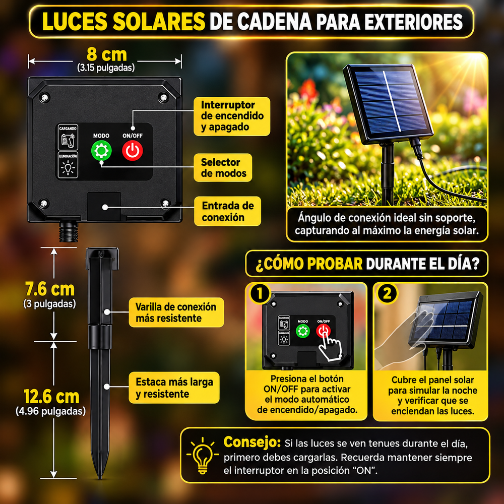 Luces SOLARES☀️ Carga solar + 600 LED + 60 metros = ¡INCREÍBLE! 🤩