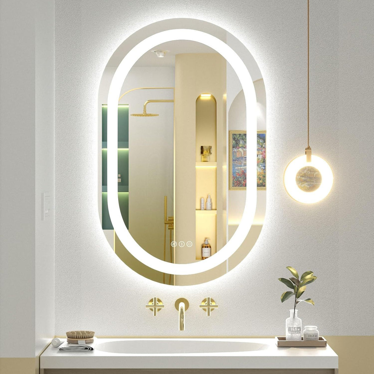 Espejo Ovalado Luz Led 3 Tonos Dimerizab