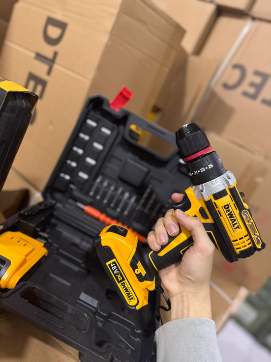 WOW 🔥 SOLO POR $169.990💥🔧 Taladro 48V con Mandril Metálico + 🔋 2 baterías +⚡ Cargador +  🧰 19 brocas y puntas + Maletín Rígido + 90 Días de Garantía