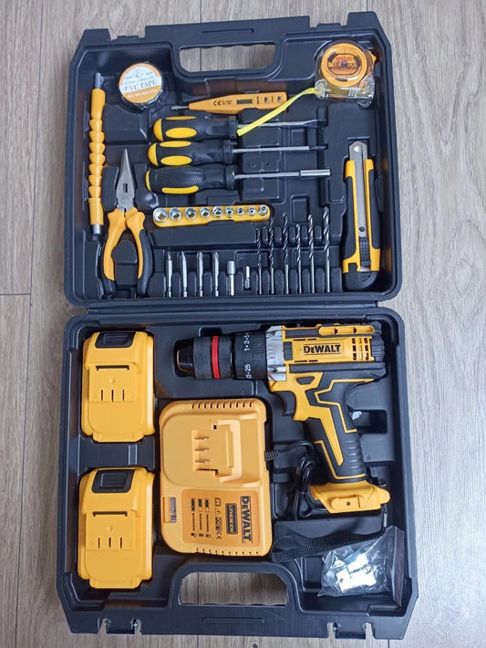 WOW 🔥 SOLO POR $209.990💥🔧 Taladro 48V con Mandril Metálico DE 1/2 + 🔋 2 baterías +⚡ Cargador Rápido +  🎁 Caja de Herramientas de regalo de 35 Pzs + Maletín Rígido