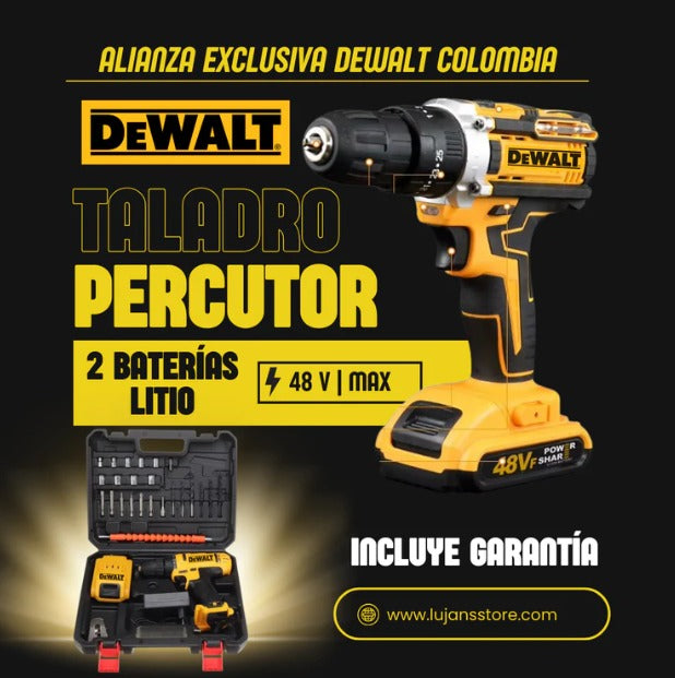 WOW 🔥 SOLO POR $164.990💥🔧 Taladro 48V con Mandril de 3/8p + 🔋 2 baterías +⚡ Cargador +  🎁 Con 24 Pzs de regalo + Maletín Rígido