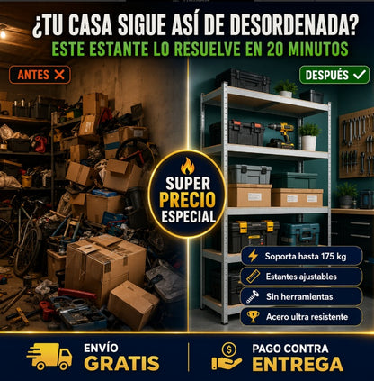 WOW💥 SOLO $189.990🗄️ ORGANIZA TODO DE UNA VEZ POR TODAS Estantería Metálica de Acero · 5 Niveles Ajustables · 175 kg de Capacidad · Sin Herramientas