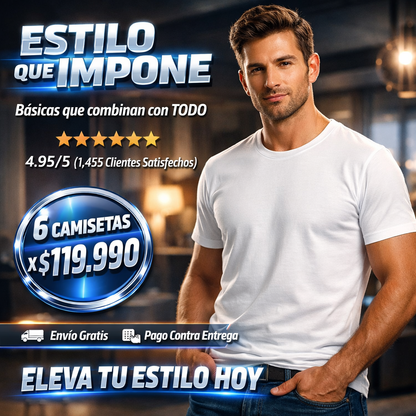 💥WOW SOLO $119.990 PACK X6 CAMISETAS PREMIUM SURTIDAS DE ALGODÓN UNISEX 👕🔥