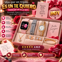 🎁 El Regalo Que Lo Tiene Todo + ⌚ ⌚ 1 Reloj Inteligente A58 Plus 🎀 2 correas intercambiables 💎 1 reloj tipo joyería 📿 1 collar ✨ 1 pulsera 💍 1 anillo 🌟 1 par de aretes ⚡ 1 cargador