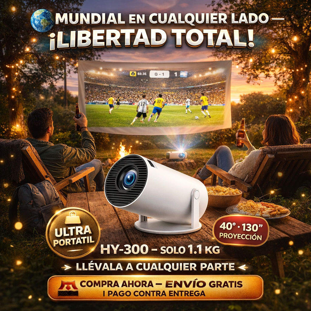 ⏰⚽ OFERTA MUNDIAL WOW🔥 $189.990📽️ Proyector HY300 Android + Control Remoto Incluido 🔥 Hasta 200” en HD | Convierte tu sala en el estadio del Mundial