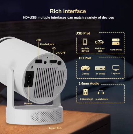 📽️ Proyector HY300 Android + Control Remoto | Hasta 200” en HD 🛒 ¡Transforma tu sala en cine o tu aula en una experiencia WOW!