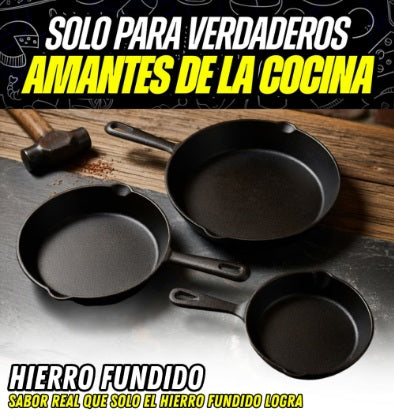 🍳♾️ IronChef™ — 3 Sartenes de Hierro Fundido por el Precio de 1 — Con Garantía de Por Vida por solo $159.990💥0