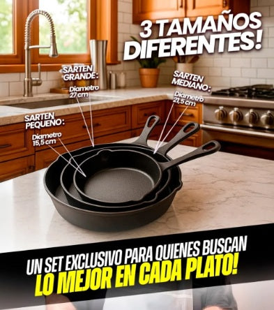 🍳♾️ IronChef™ — 3 Sartenes de Hierro Fundido por el Precio de 1 — Con Garantía de Por Vida por solo $159.990💥0