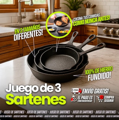 🍳♾️ IronChef™ — 3 Sartenes de Hierro Fundido por el Precio de 1 — Con Garantía de Por Vida por solo $159.990💥0
