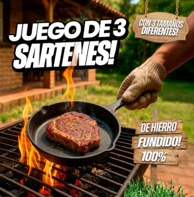 🍳♾️ IronChef™ — 3 Sartenes de Hierro Fundido por el Precio de 1 — Con Garantía de Por Vida por solo $159.990💥0
