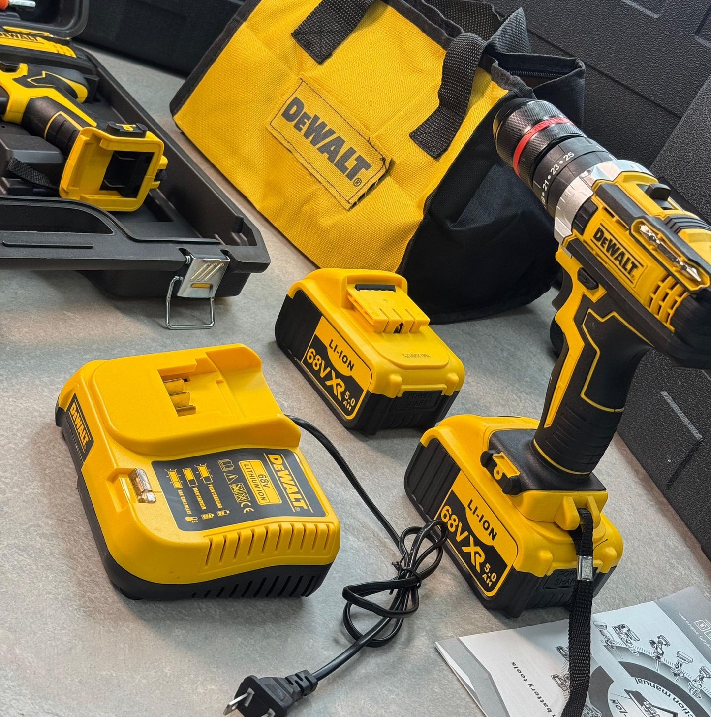 🔥 WOW — TALADRO 68V de 1/2" CON TODO INCLUIDO POR SOLO $209.990 COP (Potencia sin límites + 🎁2 baterías + 🎁maletín Lona + 🎁24 accesorios + )🎁 Cargador Rapido)