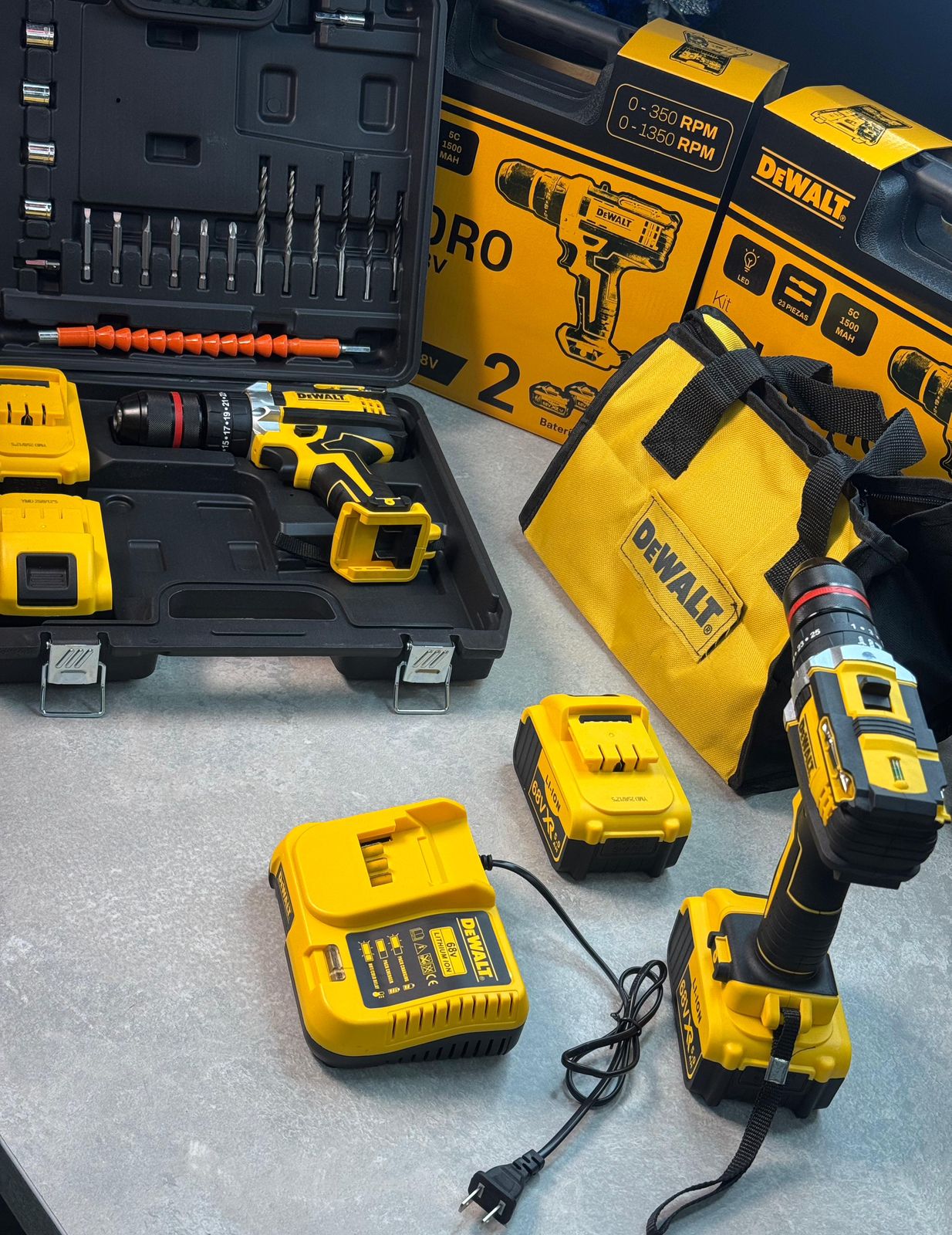 🔥 WOW — TALADRO 68V de 1/2" CON TODO INCLUIDO POR SOLO $209.990 COP (Potencia sin límites + 🎁2 baterías + 🎁maletín Lona + 🎁24 accesorios + )🎁 Cargador Rapido)