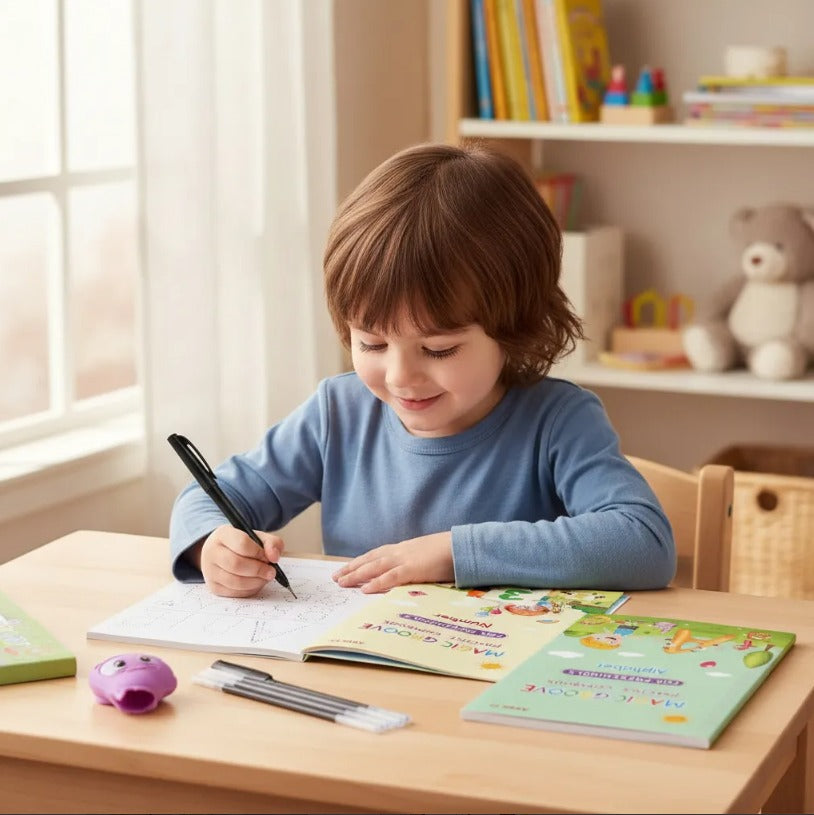💥WOW SET x 4 Libros caligrafía Montessori ✨ MAGIC PREMIUM 🖊(Letras + Números + Dibujo + Conteo)solo en $69.990 - ✨📚 ¡Convierte cada trazo en aprendizaje mágico! ✍️💫