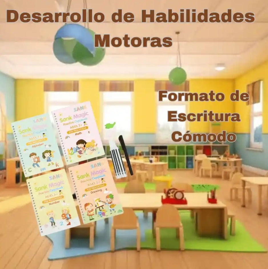 💥WOW SET x 4 Libros caligrafía Montessori ✨ MAGIC PREMIUM 🖊(Letras + Números + Dibujo + Conteo)solo en $69.990 - ✨📚 ¡Convierte cada trazo en aprendizaje mágico! ✍️💫
