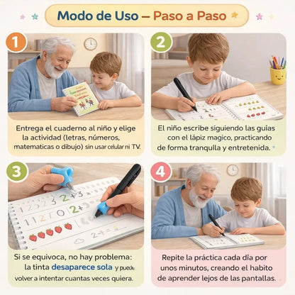 💥WOW SET x 4 Libros caligrafía Montessori ✨ MAGIC PREMIUM 🖊(Letras + Números + Dibujo + Conteo)solo en $69.990 - ✨📚 ¡Convierte cada trazo en aprendizaje mágico! ✍️💫