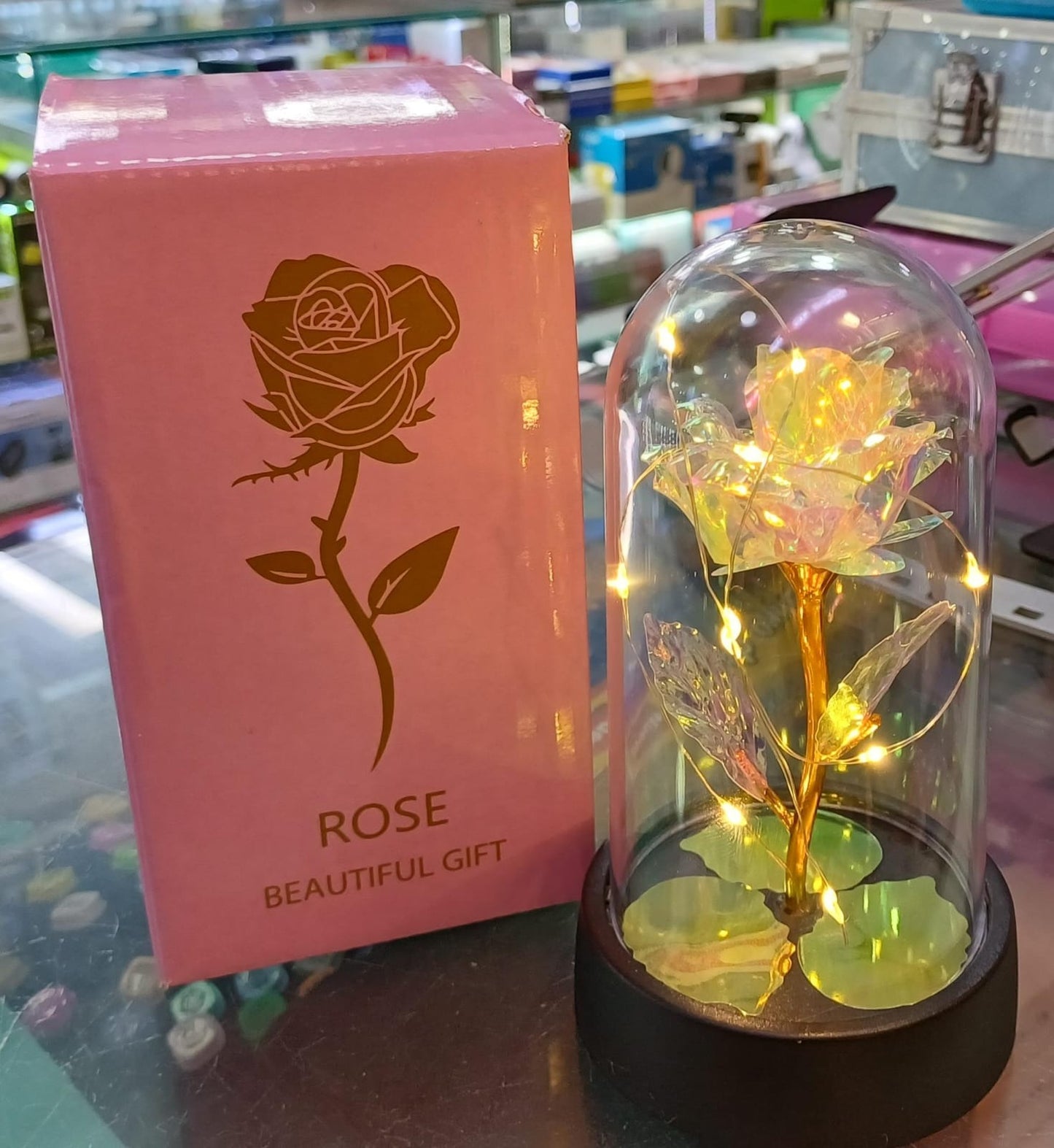 🌹 Rosa Eterna con Luz LED en Cúpula de Cristal