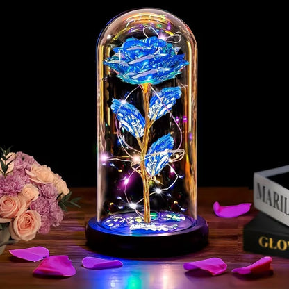 🌹 Rosa Eterna con Luz LED en Cúpula de Cristal