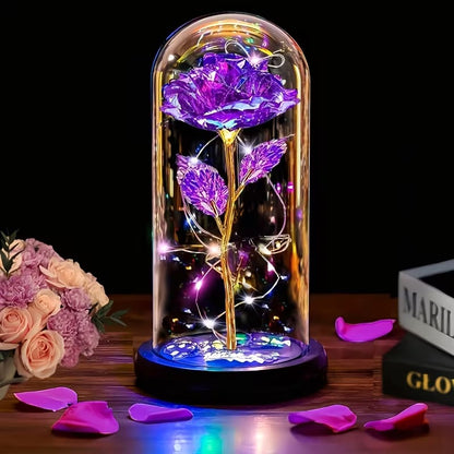🌹 Rosa Eterna con Luz LED en Cúpula de Cristal