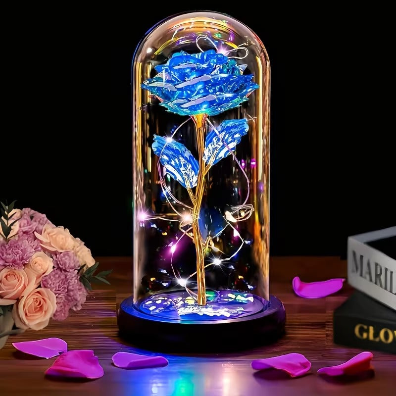 🌹 Rosa Eterna con Luz LED en Cúpula de Cristal