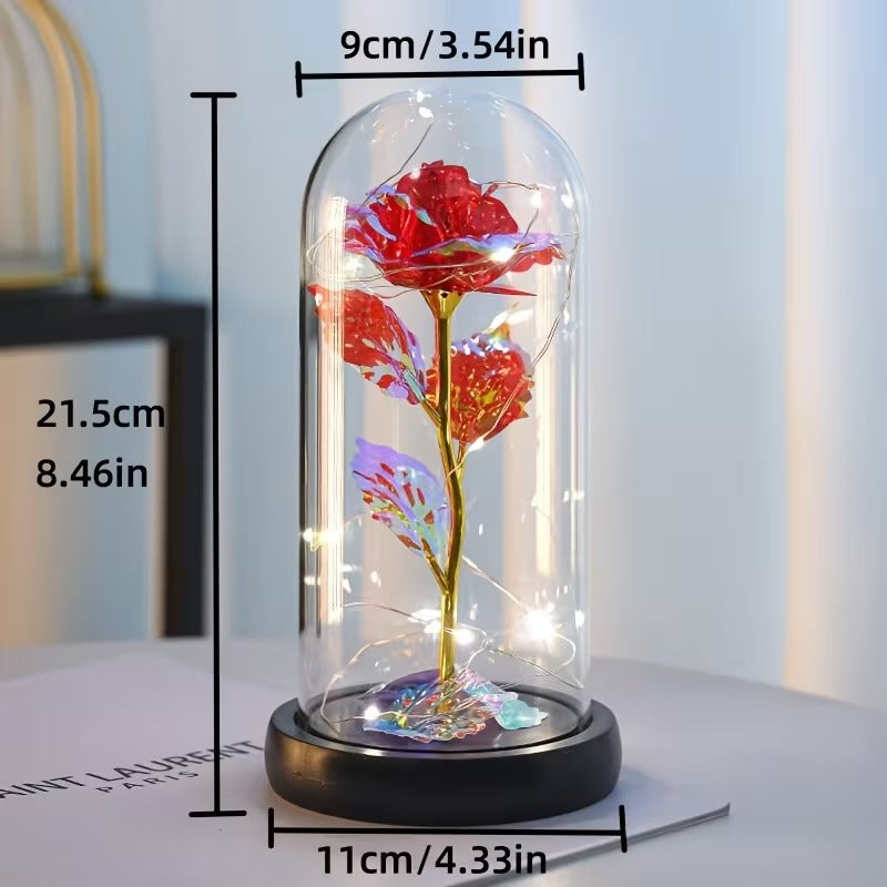 🌹 Rosa Eterna con Luz LED en Cúpula de Cristal