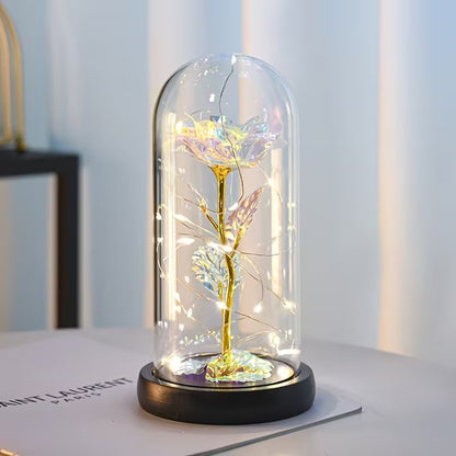 🌹 Rosa Eterna con Luz LED en Cúpula de Cristal