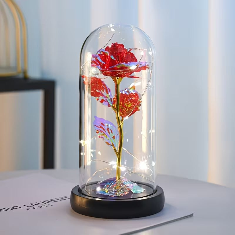 🌹 Rosa Eterna con Luz LED en Cúpula de Cristal