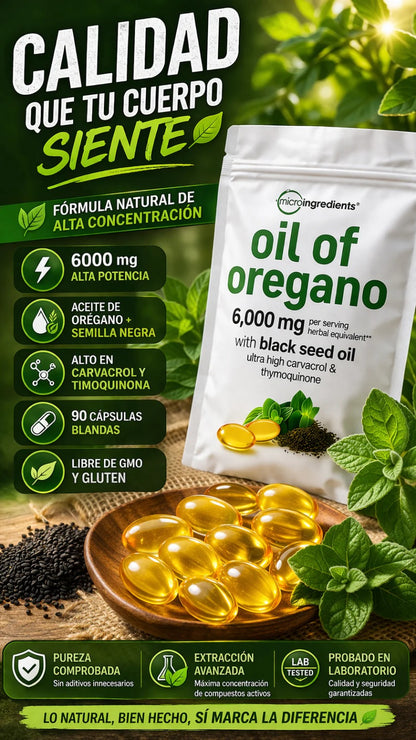 WOW💥 90 Capsulas solo en $89.900🌿 Aceite de Orégano en Cápsulas · Suplemento Natural Diario 💊 90 Cápsulas Blandas · 6.000mg por porción · Orégano + Semilla Negra Para tu rutina de bienestar natural — IMPORTADO DE USA