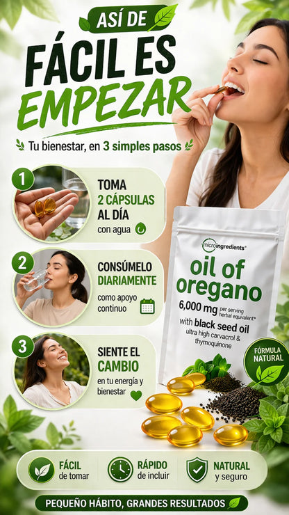 WOW💥 90 Capsulas solo en $89.900🌿 Aceite de Orégano en Cápsulas · Suplemento Natural Diario 💊 90 Cápsulas Blandas · 6.000mg por porción · Orégano + Semilla Negra Para tu rutina de bienestar natural — IMPORTADO DE USA