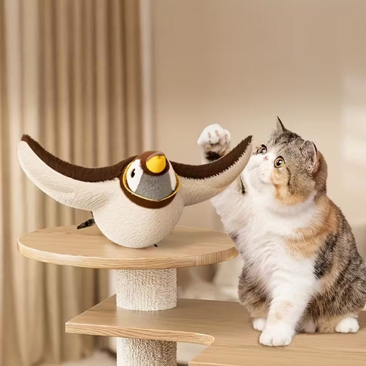 ✅ Muebles a salvo, Gatos felices 🐱🪶 PÁJARO INTERACTIVO PARA GATOS😻 Se mueve, vibra y suena como uno real