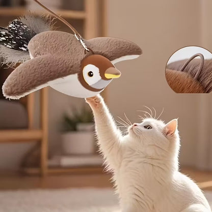 ✅ Muebles a salvo, Gatos felices 🐱🪶 PÁJARO INTERACTIVO PARA GATOS😻 Se mueve, vibra y suena como uno real
