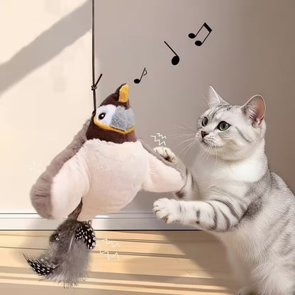 ✅ Muebles a salvo, Gatos felices 🐱🪶 PÁJARO INTERACTIVO PARA GATOS😻 Se mueve, vibra y suena como uno real