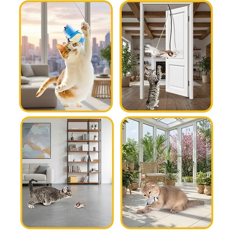 ✅ Muebles a salvo, Gatos felices 🐱🪶 PÁJARO INTERACTIVO PARA GATOS😻 Se mueve, vibra y suena como uno real