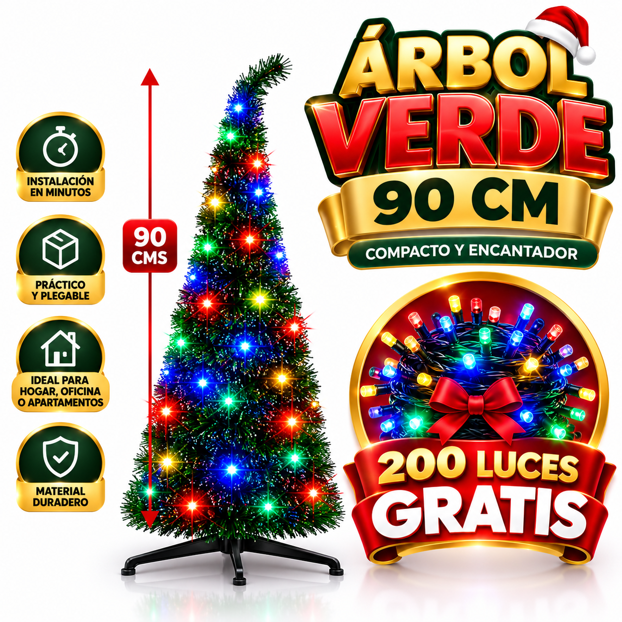 🎁🌈 ¡Tu Árbol Navideño + 200 Bombillos GRATIS!