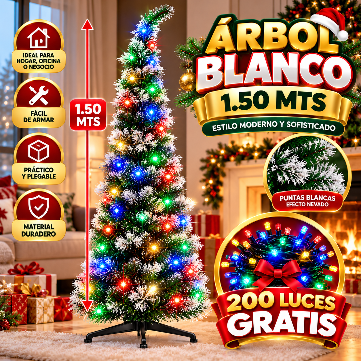 🎁🌈 ¡Tu Árbol Navideño + 200 Bombillos GRATIS!