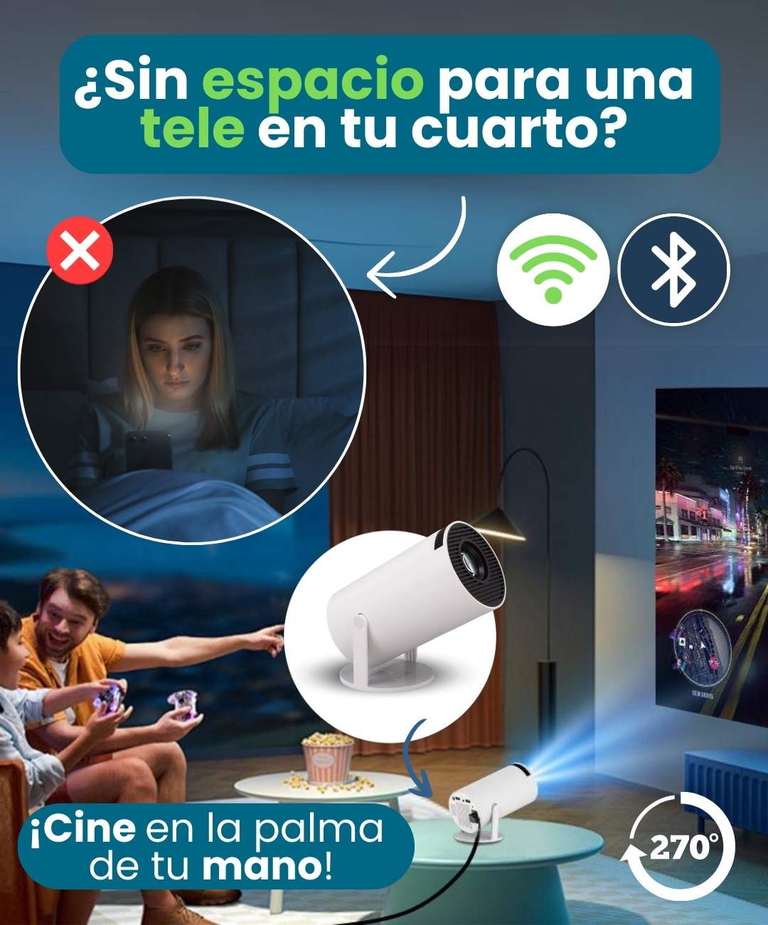 📽️ Proyector HY300 Android + Control Remoto | Hasta 200” en HD 🛒 ¡Transforma tu sala en cine o tu aula en una experiencia WOW!