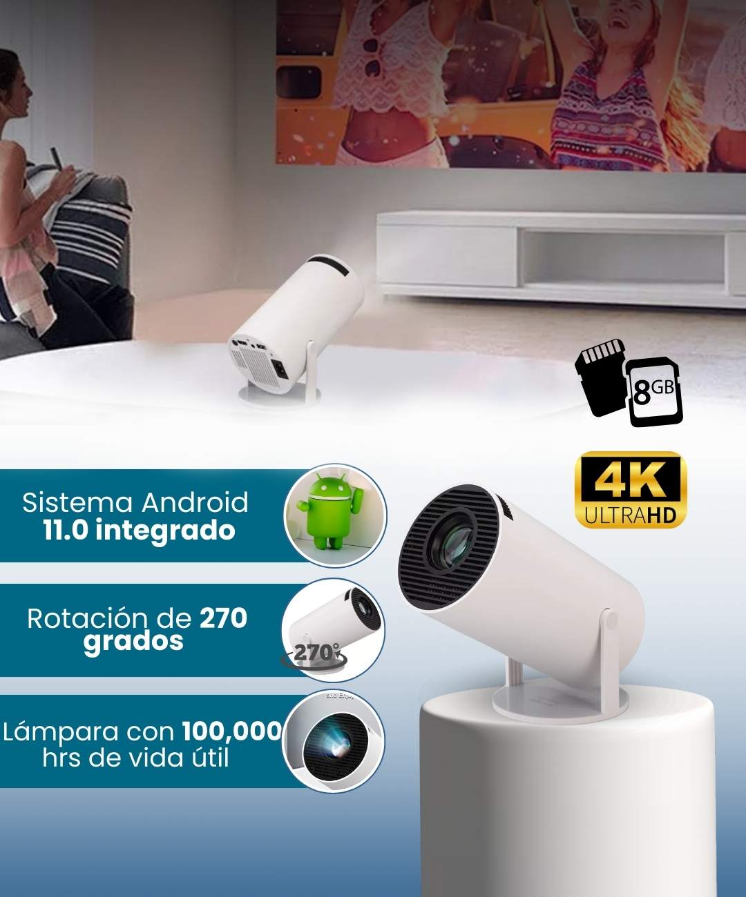 📽️ Proyector HY300 Android + Control Remoto | Hasta 200” en HD 🛒 ¡Transforma tu sala en cine o tu aula en una experiencia WOW!