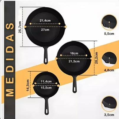 🍳♾️ IronChef™ — 3 Sartenes de Hierro Fundido por el Precio de 1 — Con Garantía de Por Vida por solo $159.990💥0